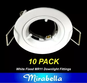 10 x White Round Fixed Downlight Fittings 12V MR11 - 60mm diameter, 45mm cutout - Picture 1 of 6