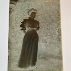 Antique 1920s Glass Photograph Negative: Woman In Dress