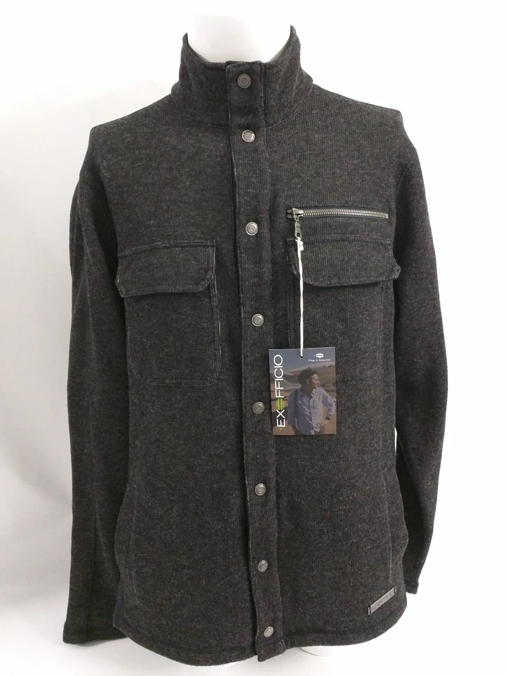 Chaqueta EXOFFICIO Transpirable Cremallera Completa Manga Larga Para Hombre Talla Grande Negra Gris Foto 1 de 4
