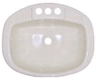 MOBILE HOME PARTS 20" x 16" Bone Round Plastic Lavatory Sink For Mobile Homes/RV's