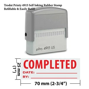 Completed, Date,By w. Lines Extra Large Trodat 4915 Self Inking Rubber Stamp - Picture 1 of 1