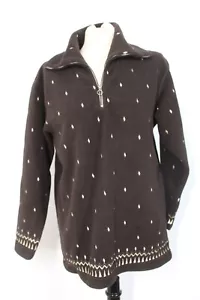 Postcard M Brown Fleece Embroidered Dot 1/4 Zip Jacket Italy - Picture 1 of 8