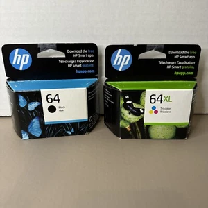 New Genuine HP 64XL + 64 Combo Black & Tri Color Ink Cartridges X4D93BN 2025 - Picture 1 of 6