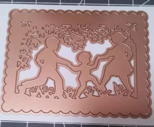 New Universal Die cut thin metal Spellbinders Children playing garden 5.75x5.25 - Picture 1 of 1