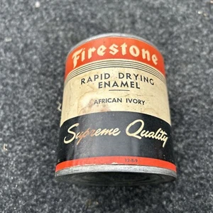 VTG Firestone Automotive Enamel Paint Pint Can African Ivory Paper Label - Picture 1 of 7
