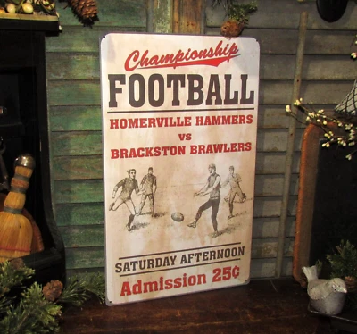 Letrero de hojalata póster de metal retro de admisión al fútbol americano estilo años 40 Prim de colección .25 Foto 1 de 4