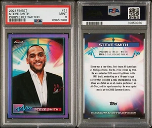 Topps 2021 Finest Steve Smith #51 Purple Refractor PSA 9 250/250 - Picture 1 of 5