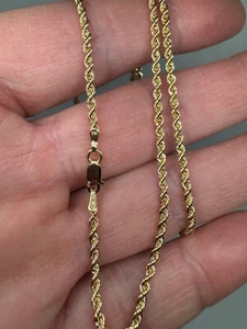 Cuerda hueca de oro amarillo de 9 quilates de 2 mm de ancho corte diamante natural 18 pulgadas/45 cm (325B) - Imagen 1 de 5