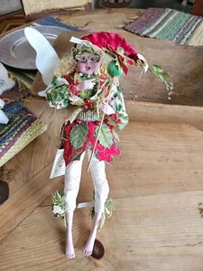 Mark Roberts 16” Medium Red Velvet Mistletoe & Holly Fairy With Sceptre Doll - Picture 1 of 13