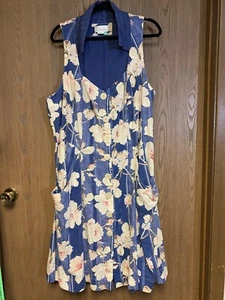 Abito Camicia Foderato Anthropologie $148 blu camelia floreale taglia 24 - Foto 1 di 15
