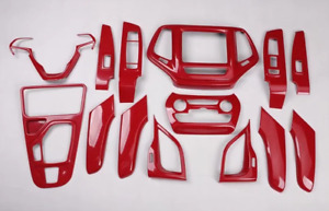 14PCS Red Carbon Fiber Car Interior Kit Cover Trim For Jeep Cherokee 2016-2021