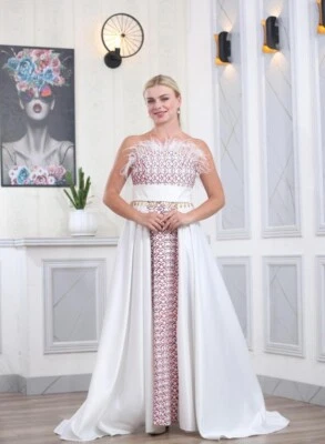 Women Palestinian Embroidered Off Shoulder Satin Dress with Coins Details - Image 1 of 4