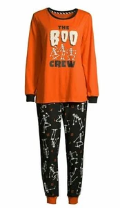 -HALLOWEEN FAMILY PAJAMAS SET FLEECE PANTS BOO GLOWS IN DARK WOMEN 2T,M,XL,3X - Picture 1 of 4