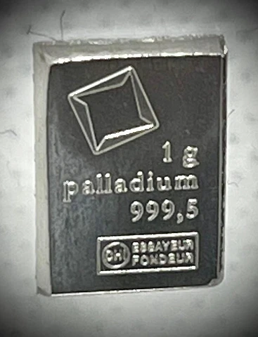 1 gram Valcambi Suisse .9995 Fine Palladium 1g Fractional Bar Ingot via CombiBar Cover
