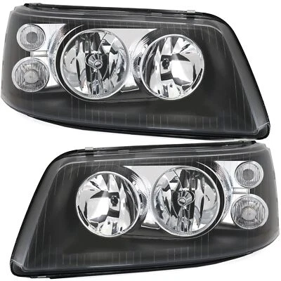 Upgrade Scheinwerfer Set für VW T5 Bus Multivan H1 H7 Schwarz mit Doppellinsen - Bild 1 von 4