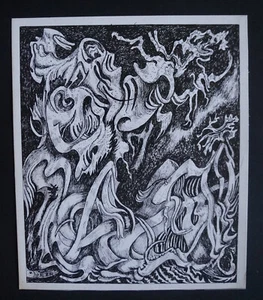 Ink Drawing Composition Signed GUSTAV VON DER LOO - Picture 1 of 6