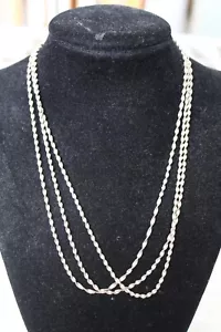 Collana triplo filo argento sterling 16 pollici catena corda intrecciata Italia - Foto 1 di 6