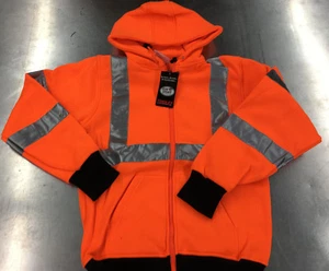 TINGLEY S78129 Job Sight Hi-Vis Orange Hooded Zip Sweatshirt Class 3 Size Small - Picture 1 of 2