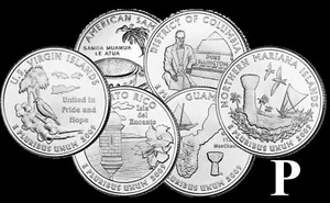 2009 P WASHINGTON D.C.AND U.S. TERRITORIES QUARTER 6 Coin SET UNCIRCULATED Mint - Picture 1 of 9