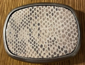 Vintage Reptile Print Oval Belt Buckle Silver Tone - Picture 1 of 4