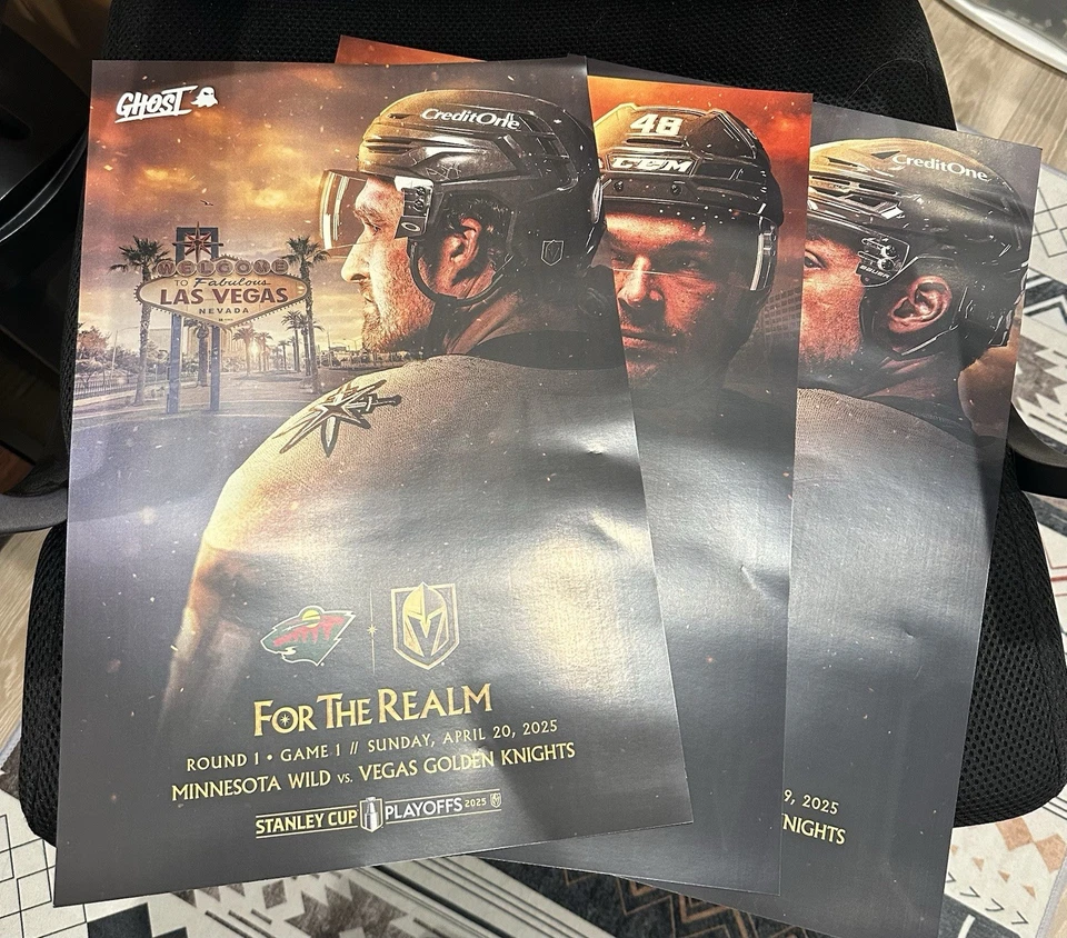 Pósters Vegas Golden Knights vs Minn Wild -2025 playoffs ronda 1 juegos 1, 2 y 5 Foto 1 de 4