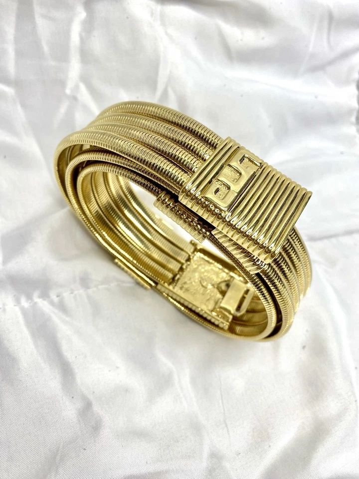 Rare Vintage St. John 1980s Heavy Gold Tone Multi-Strand Chain Belt SJ Logo 80s - Image 1 of 4