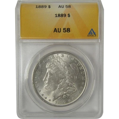 1889 Morgan Dollar AU 58 ANACS Silver $1 Coin SKU:I23146 - Image 1 of 4