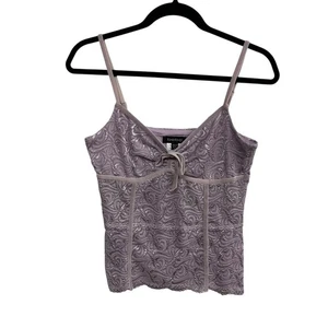Bebe Purple Haze Lace Overlay Camisole Top Y2K Coquette Romantic Glam M - Picture 1 of 6