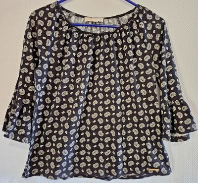 Top Michael Kors para mujer manga campana 3/4 negro cachemir talla pequeña Cottagecore Foto 1 de 4