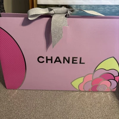 CHANEL  GIFT Bag w/ Ribbon 8.75" x 5.5" x 3" AUTHENTIC Purple Flowers Origami - Image 1 of 4