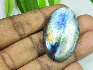 26X45X5MM Multi Fire Labradorite Oval Cabochon Loose Natural Gemstone 79Cts. J60 - Picture 1 of 9