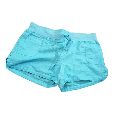 Pantalones cortos Derek Heart para mujer mezcla de lino con cordón verde azulado brillante talla grande nuevos sin etiquetas Foto 1 de 4