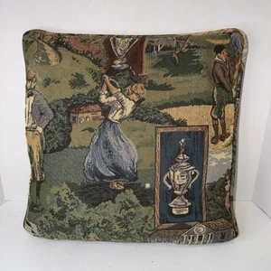 Vintage Golf Gobelin Kissen Retro Vintage Golfen Multicolor Quadrat Akzent 13" x 13" - Bild 1 von 6