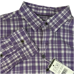 Ike Behar Herren lila und weiß Leinenmischung Button Down Hemd Größe Small Neu mit Etikett - Bild 1 von 6