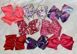 Lot of 8 Hair Bows Mostly JoJo Siwa - Unicorn Heart Cupcake Rhinestone + - Picture 1 of 11