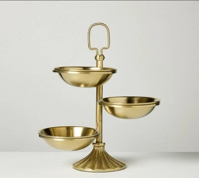 Sold Out Brass Finish Tiered Snack Serving Bowls - Hearth & Hand w/Magnolia NEW - Image 1 of 3