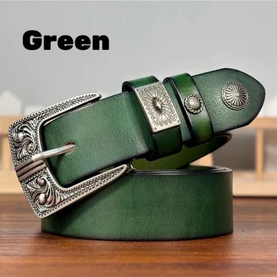 Cinturón de cuero real remache de metal pesado tachonado unisex punk cintura hecho a mano Foto 1 de 4