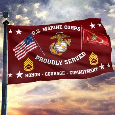 United States Marine Corps Proudly Served House Flag, Patriotic Outdoor Flag - Image 1 of 4