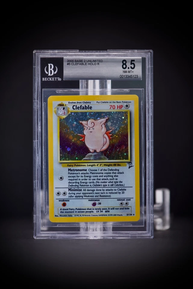 2000 POKEMON Base 2 5 Clefable Holo R BGS 8.5 swirl halo - Image 1 of 1