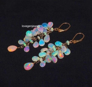 Natural Ethiopian opal almond earring in 925 sterling silver white opal earrings - Picture 1 of 6