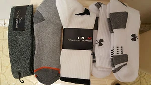 Under Armour 2 PAIR CREW & 2 PAIR OF EVERYDAY GRAY 1 PAIR OF POLO RALPH LAUREN - Picture 1 of 1