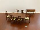 Dollhouse Miniature Vintage Walnut 8pc Dining Room Set Handcrafted by Minor 1988