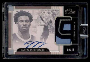 JAREN JACKSON JR 2023/24 PANINI ONE AND ONE GOLD 3-CLR PATCH AUTO #07/10 T5680 - Picture 1 of 2