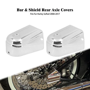 Chrome Phantom Bar Shield Rear Axle Covers Fit For Softail Deluxe FLSTN 2008-17 - Picture 1 of 12