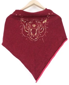 SCOTCH R'BELLE Womens Scarf OS Girls Purple Embroidered Tiger Casual - Picture 1 of 7