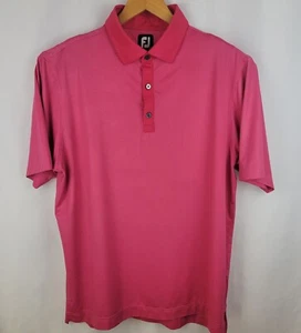 Large FootJoy Polo Logo Mens Golf Shirt Short Sleeve Red Pink Check EUC FJ - Picture 1 of 5