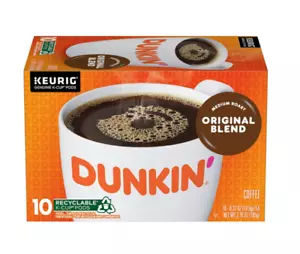 Dunkin' Original Blend Caffè, Tostatura Media, Cialde Keurig K Cup, Confezione da 10 Pezzi - Foto 1 di 13