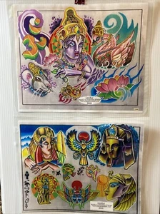 Tattoo Studio Shop Flash Double By Gunnar Egypt Lotus Asia 11"X14" Print - Picture 1 of 6