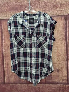Jachs Girlfriend Women's Blue Plaid Button Up Blouse Size XXL - Picture 1 of 8