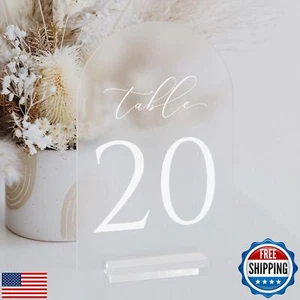 JINMURY Frosted Arch Table Numbers for Wedding, 5x7 Inch Arched Acrylic Table - Picture 1 of 5